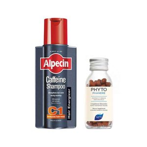 پک شامپو ضد ریزش کافئین C1 آلپسین 250 میل و قرص مکمل تقویت مو فیتو فانر(4mois فرانسه) PHYTO PHANERE